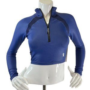 Good American Performance Top Womens Sz 1 S Navy Mesh Power Crop Athletic Nwt